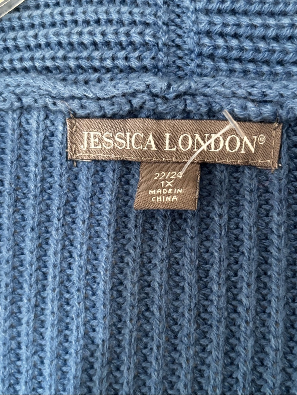 Jessica London Blue Cardigan Sweater NWOT Sz 22/24 or 1X - Picture 3 of 10